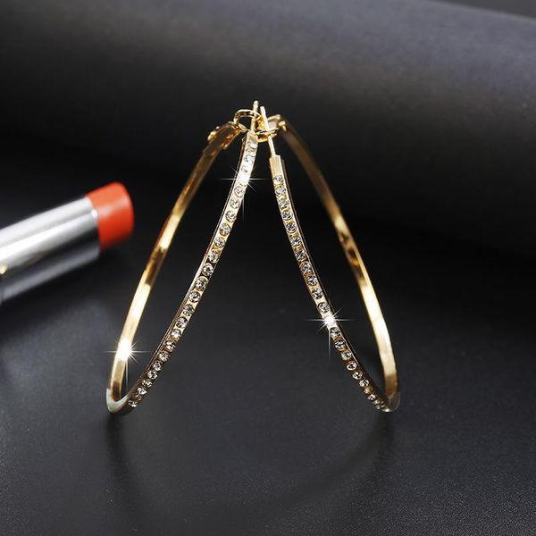 

jewelry creative inlaid with diamond alloy earrings geometric shape women's earrings fashion exaggerated earrings jewelry festival gift, Golden;silver