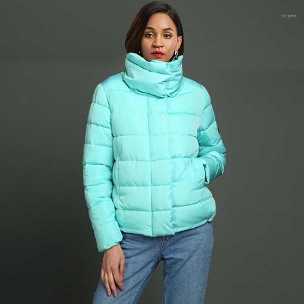 

sisjuly winter warm green casual simple women cotton padded jackets slim thick zipper plain button female coats fashion parkas1, Tan;black