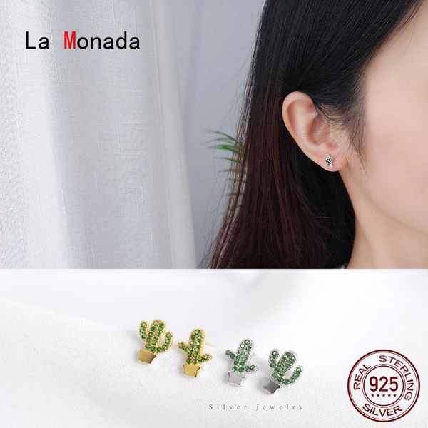 

la monada asymmetrical cactus korean minimalist women earrings silver 925 stud fine jewelry silver 925 stud earrings for women, Golden;silver