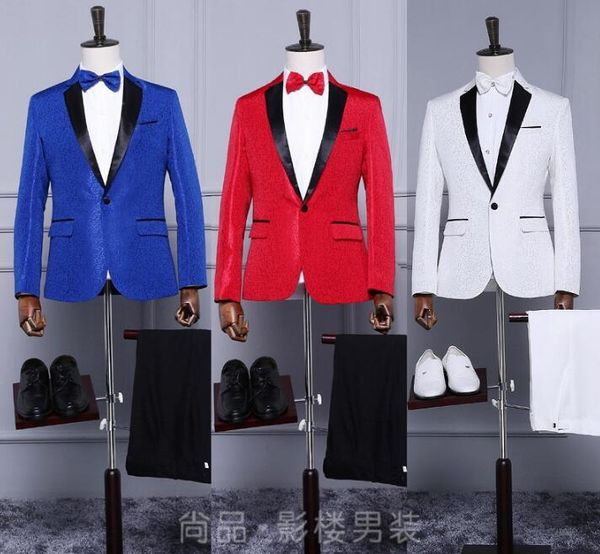 

men's suits & blazers singer star style dance stage clothing for men print suit set with pants 2021 mens wedding costume groom formal d, White;black