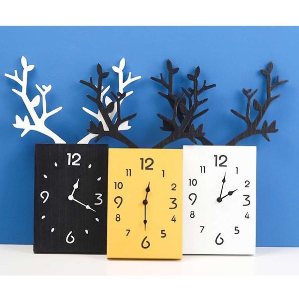 

wall clocks 50*35*3cm simple wooden antler clock roman numerals watch decor home living room bedroom office