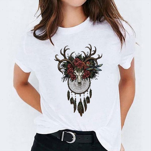 

t shirts for women heifer floral skull cute trend clothing print lady womens graphic t shirt ladies female tee shirt, White