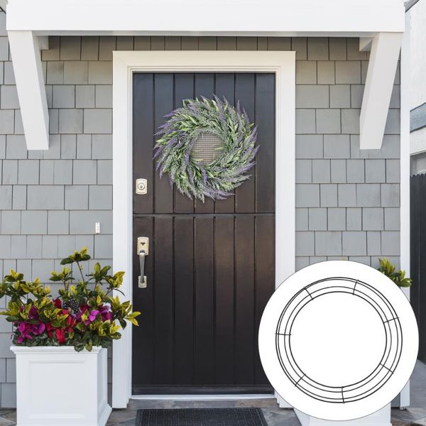 

3pcs round wreath hanging loop iron flower frame decor for home garden