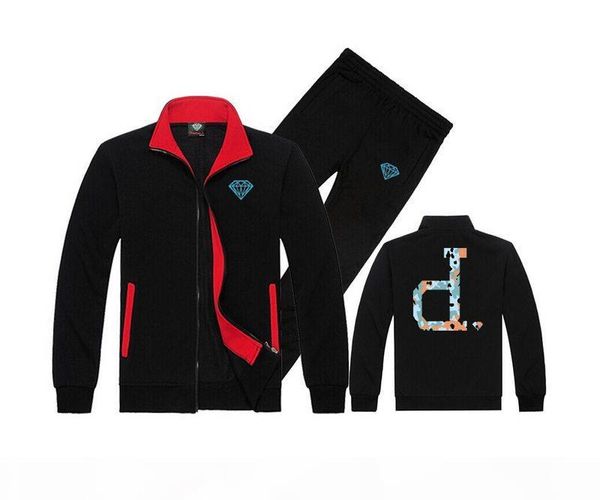 

s-5xl new fashion men hoodies brand sports suit men sweatshirt hoodie casual zipper hooded diamond supply sweat suit, Black