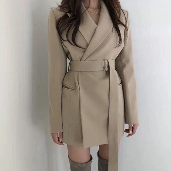 

korean style women office lady blazer female suit collar long sleeve slim with sashes xs-l autumn 2019 new arrival fashion1, White;black