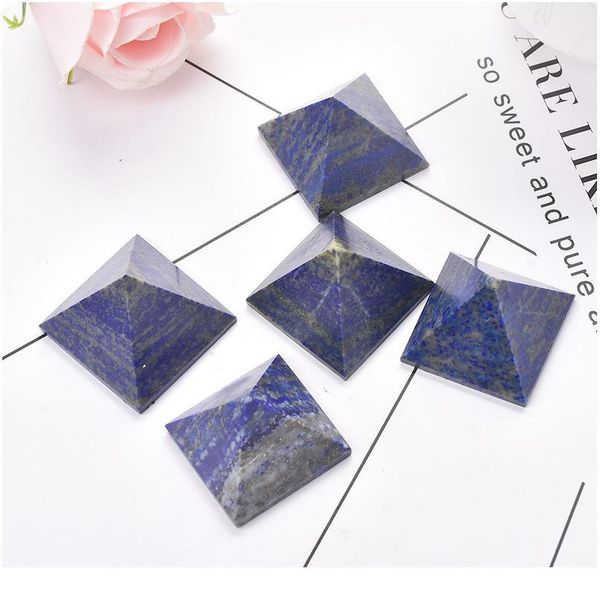 

natural crystal pyramid lapis lazuli healing stone reiki energy quartz meditation ornaments natural stone carved tow qylufy, Black