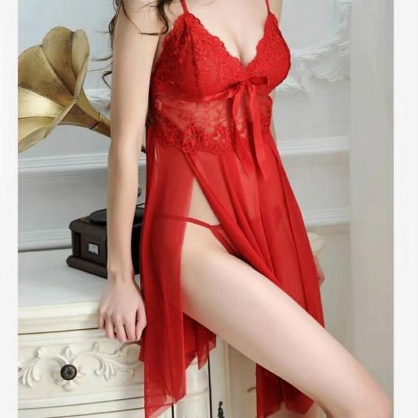 

women's sleepwear european and american lingerie ladies' see-through suspenders lace net gauze set, Black;red