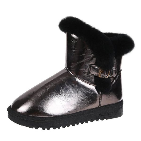 

2021 новый серебряный обезболивающий водонепроницаемый водонапорные ботинки женская мода пряжка короткие зимние снежные колочки теплые женщи, Black