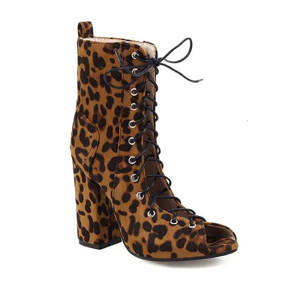 

new fashions 2021 lace up to shoes toe thick high cobra heels printed women's sandals pb7c, Black