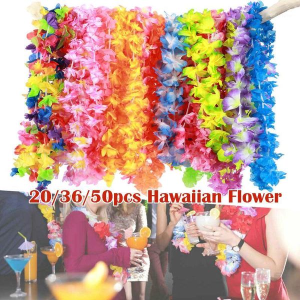 

20/36/50 pcs hawaiian party flower garlands tropical style holiday wedding beach birthday wreath decor1