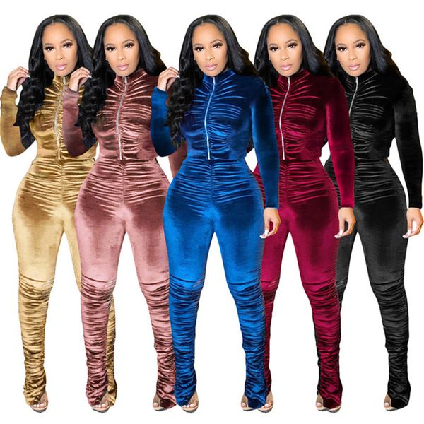 

women tracksuits jacket pants 2 piece sets yoga fold plain jogger suit cardigan leggings fall winter casual clothing outerwear outfits 4338, White