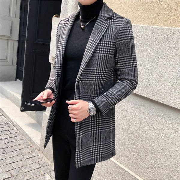 

men's wool & blends double faced woollen coat in autumn and winter 2021, Black