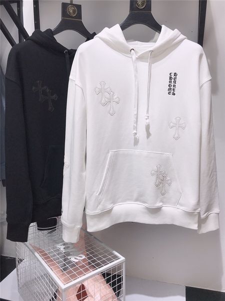 

ins20 autumn and winter crosin cross sanskrit embroidery men's round neck hooded long sleeve t-shirt lovers' sweater, Black;brown