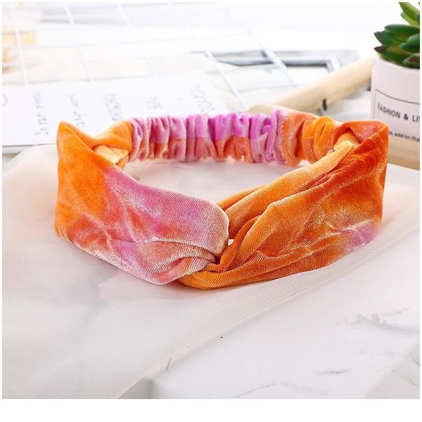 

velvet headbands sport yoga turban headwrap tie dye headband elastic hair bands hair accessory headdress cross knotted qylysv
