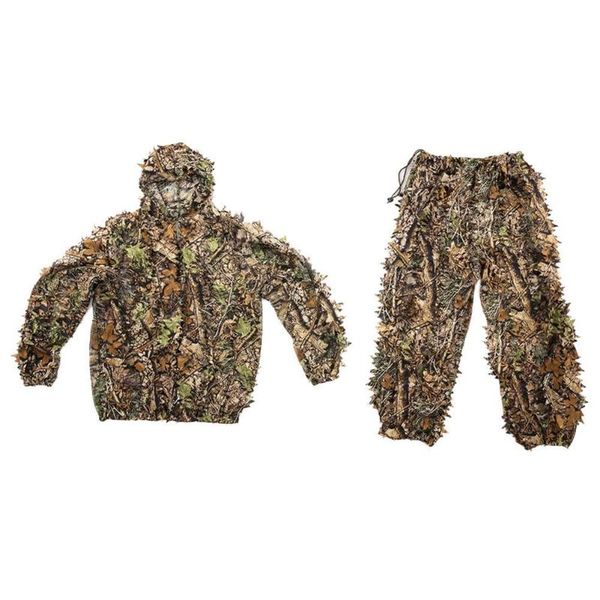 

hunting sets durable outdoor woodland sniper ghillie suit kit cloak 3d leaf camouflage camo jungle cs game set