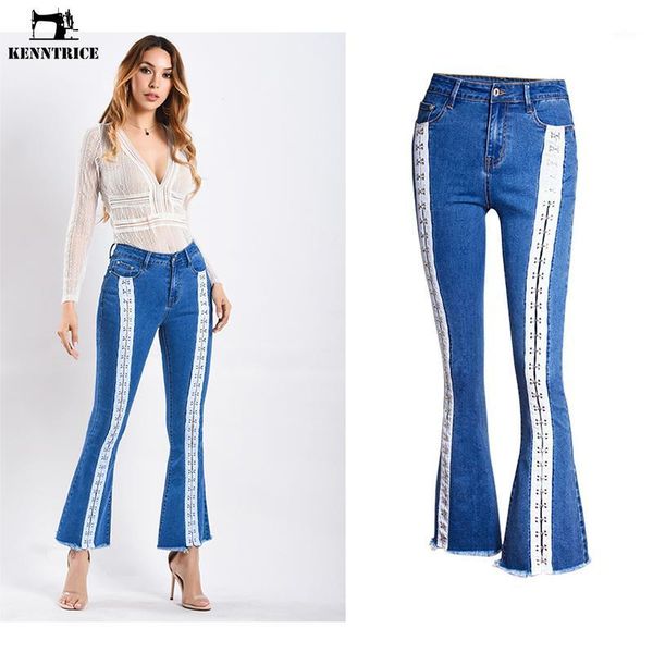

kenntrice push up jeans women plus size wide leg jeans ladies high waist summer pants female flare pants1, Blue
