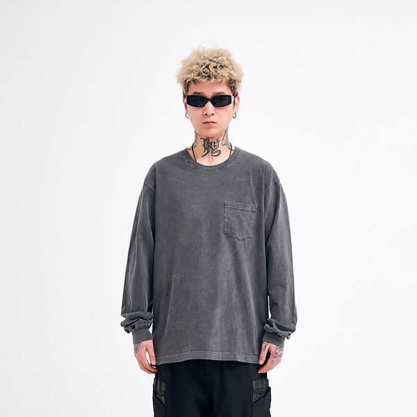 

south summer dress up 2020 summer youth round neck long sleeve men's 4-color batik old style loose base shirt men's, White