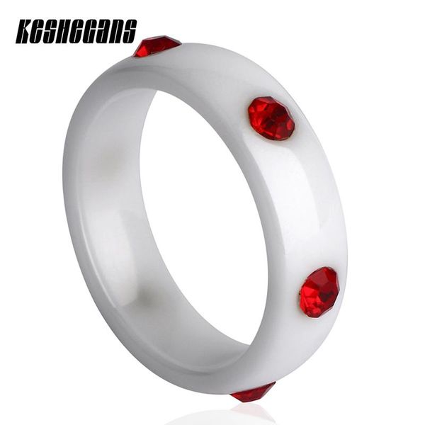 

red crystal 6mm ceramic rings classic black white color for women lady wedding party fashion jewelry healthy and elegant gifts, Slivery;golden