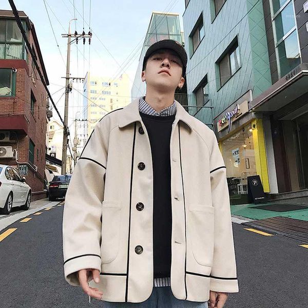 

2020 mannen mode toevallige losse zeem stof jas dikke streetwear merk bomber jacket uitloper zwart/wit windjack m-xl1, Black;brown