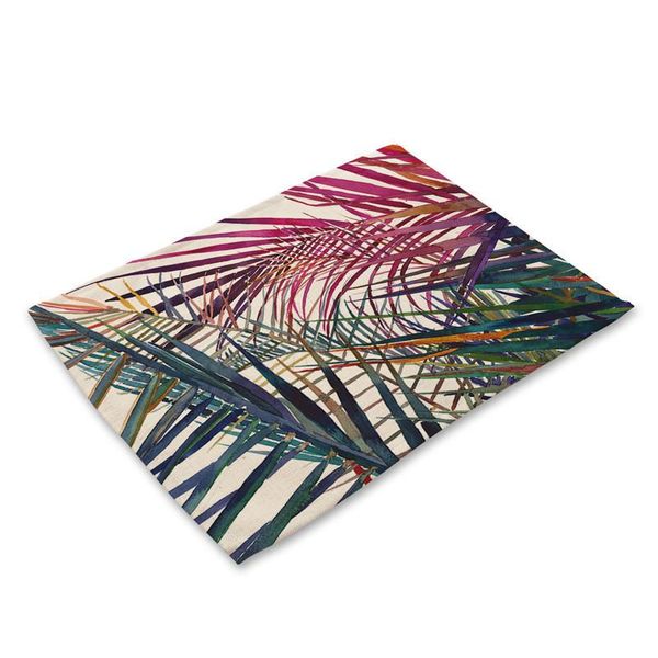 

1pcs tropical plants pattern kitchen placemat dining table mats coaster cotton linen pad bowl cup mat 4232cm home decor mp0008 h wmtmxq