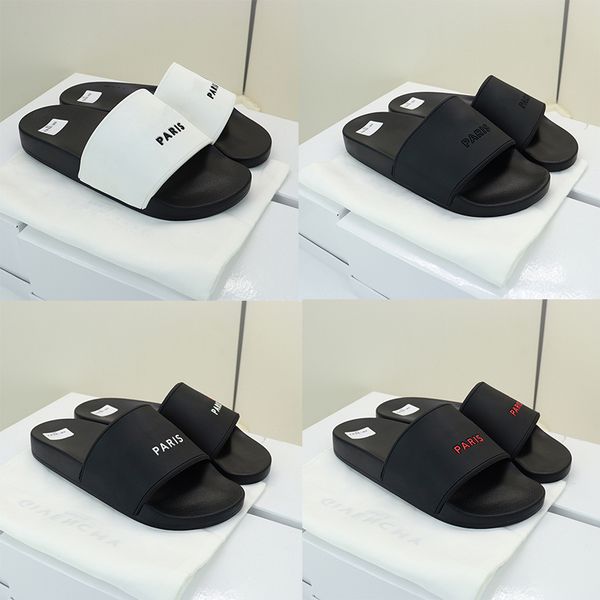 

2022 new flip flops designer leather women sandals summer flat slipper fashion beach woman big head letters slippers with original dust bag, Black