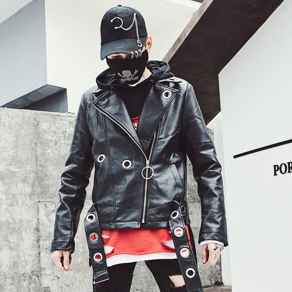 

2021 fall winter black leather nightclub hip hop men from fur coatings of the jacket biker motorcycle znpe