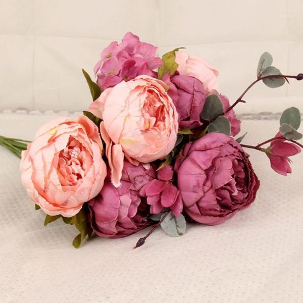 

european style cored peony high-end artificial flower suit flower wall fake flowers silk flowers roses1