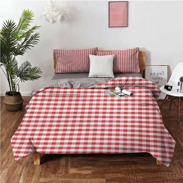 

horizontally striped design gingham inspired old fashioned traditional printbedding 3-piece set