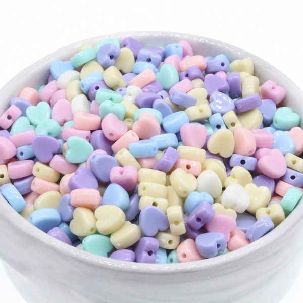 

300 шт. акриловые шарнирные бусы сердца, смешанные для ювелирных украшений diy, изготовление 8 мм 300 шт. акриловая хорошая видимость милый