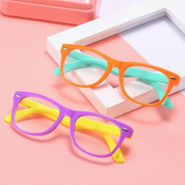 

fashion sunglasses frames anti blue rays light kids glasses vintage tr90 computer silicone myopia frame children boys girls baby gaming opti, Black