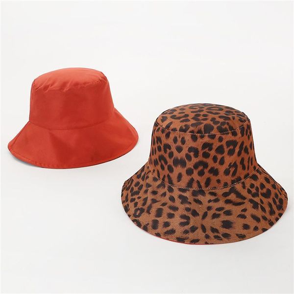 

wide brim hats two side bucket hat for women fashion reversible leopard fisherman korean windproof ladies beach panama sun cap, Blue;gray