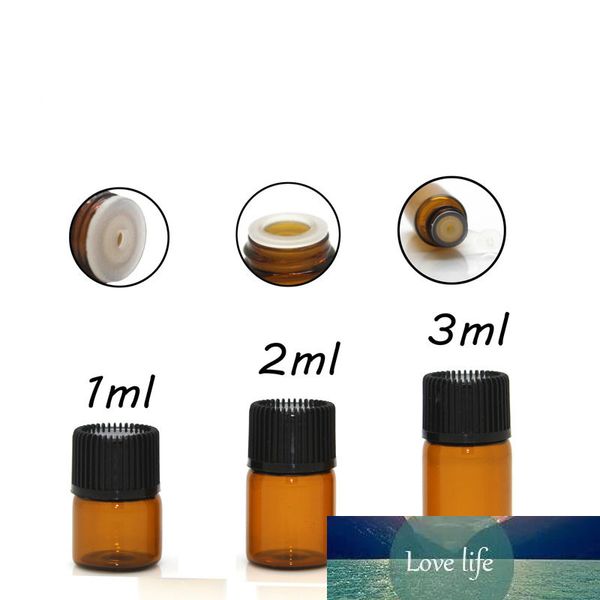 1 ml 2 ml 3 ml Mini Ambra Olio Essenziale Bottiglia di Vetro Campione di Viaggio Piccola Fiala Bottiglie di Prova Contagocce Profumo 100 pz Spedizione Gratuita