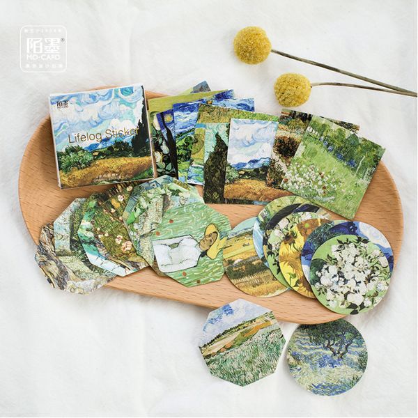 

45 sheets/box Van Gogh retro mini decorative paper sticker pack DIY diary scrapbook Decorative collage sticker aesthetics