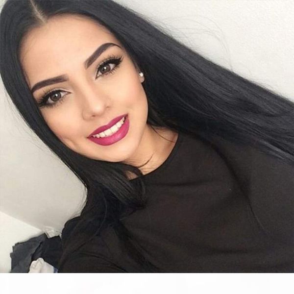 

long straight 13x4 lace front wig full lace human hair wig 100% unprocessed brazilian peruvian malaysian remy hair with baby hair, Black;brown