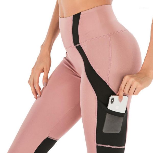 

yoga outfits workout gym tight high waist sports pants women anti-sweat soft fitness leggings running pocket #201, White;red