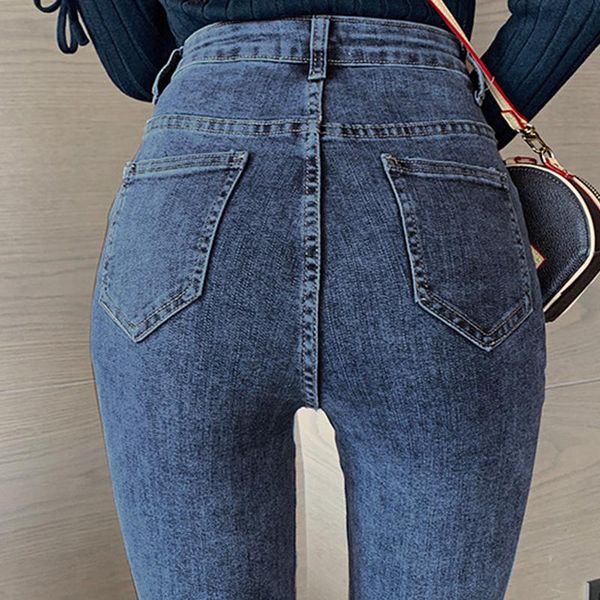 

2021 spring split loose jean pants new fashion boyfriend jeans for women casual high waist stretch wide leg denim jeans trousers, Blue