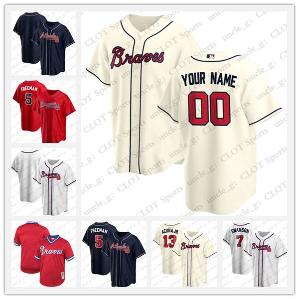 

13 ronald acuna jrjersey 20 21 custom braves jersey 5 freddie an 7 dansby swanson 24 deion sanders men women kids baseball jersey, Blue;black