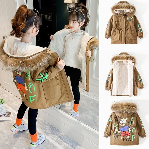 

girls winter plus velvet cotton coat 2020 new foreign qi korean children's cotton jacket thick girl cotton clothes, Blue;gray