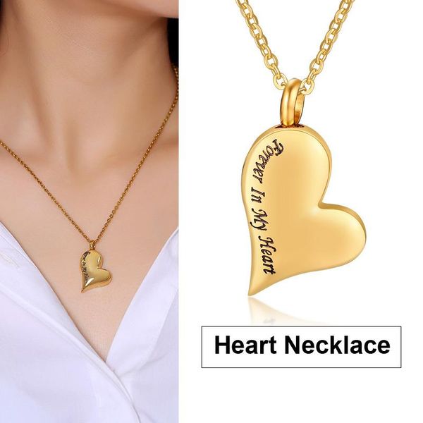 

stainles steel openable heart necklace cremation pendant urn for women engraved forever in my heart ash jewelry, Silver