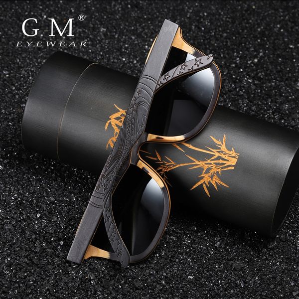 

gm luxury skateboard vintage black frame wooden women polarized men's bamboo wood sunglasses s5832