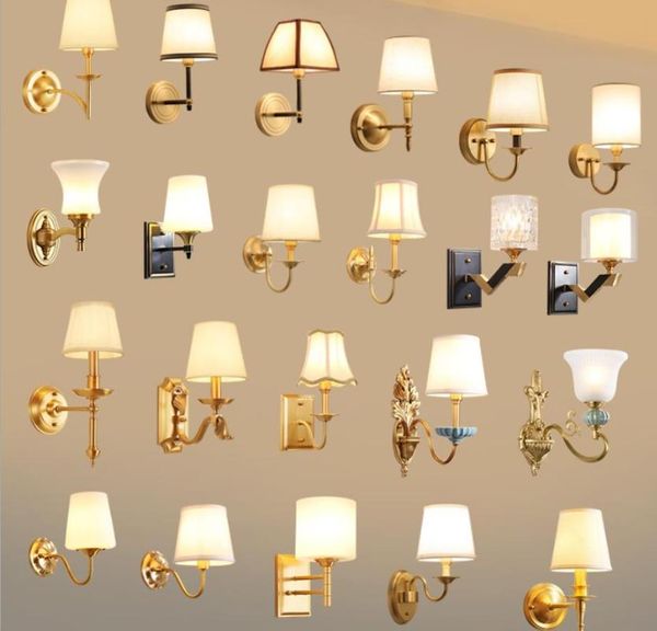 

wall lamp full copper american bedroom bedside european lighting modern simple living room creative corridor