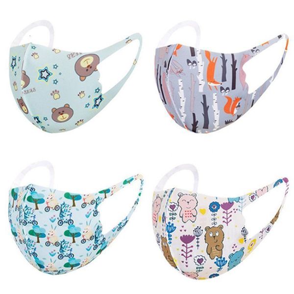 

0wptmasks printed kids cartoon printing fashion mask children washable children's protective breathable designer face m