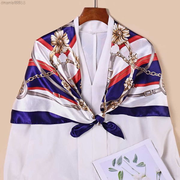 

belt chain 90 * 90 traveling shawl profsional large square temperament scarf women's gift giving elegance, Blue;gray