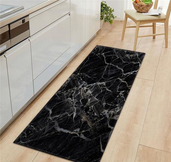 

black white marble printed entrance doormat long floor mats carpets for living room kitchen bathroom rugs tapetes para casa sala