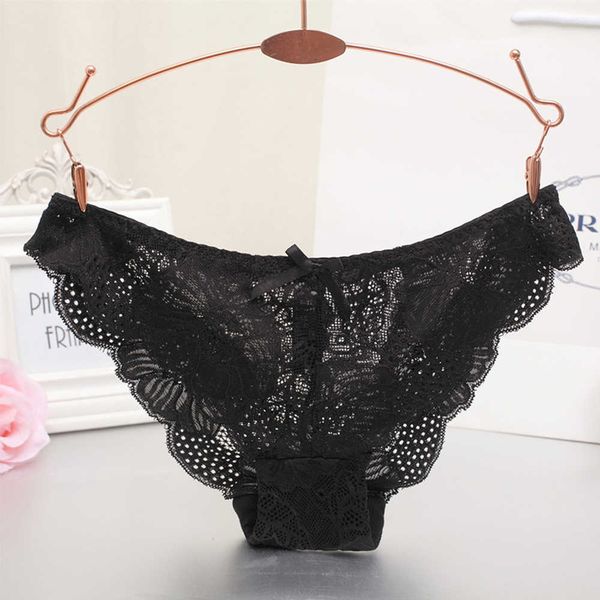 

full lace women panties perspective low-waist briefs female breathable embroidery underwear transparent g-string under, Black;white