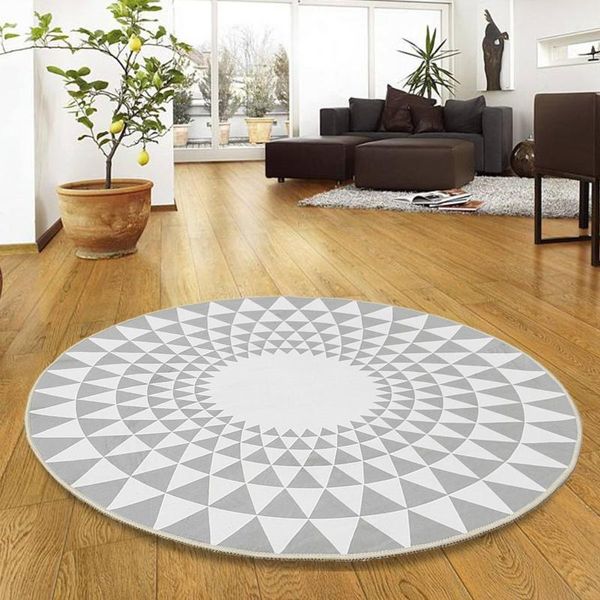 

carpets 60/80/100/120cm nordic gray series round for living room computer chair area rug children play tent floor mat cloakroom