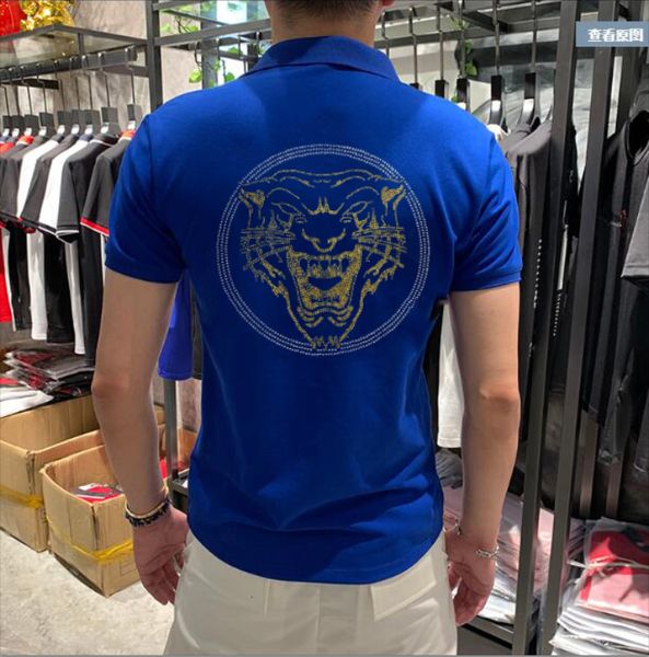 

sleeve ganbu short make fine casual fashion diamond superior quality stone men asian size m-4xl cotton polo shirts eemj, White;black