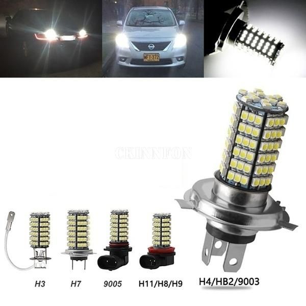 

200pcs/lot 120smd white dc12v -24v super bright white fog lights h3 h4 h7 h8 h11 9005 9006 car bulb 3528 led headlight fog lamp