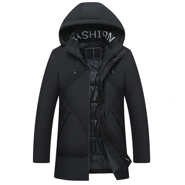 

men clothes 2021 winter jacket men hooded cotton-padded long parka jacket thicken warm winter coat jackets, Black
