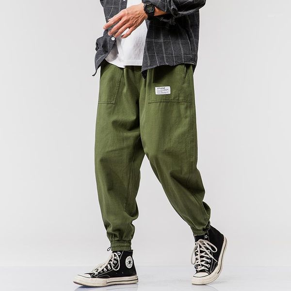 

2020 spring plus size japanese loose casual army green p32 mens pants casual brand pant for men1, Black